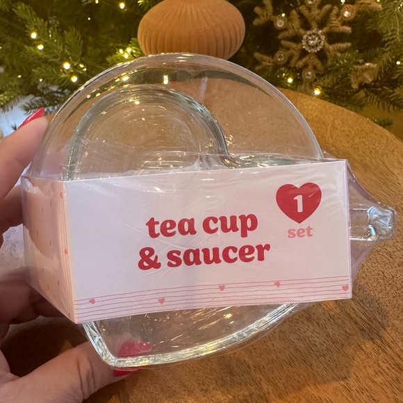 Target playground dollar spot heart shaped mug coffee tea glass saucer Valentine - Picture 5 of 10